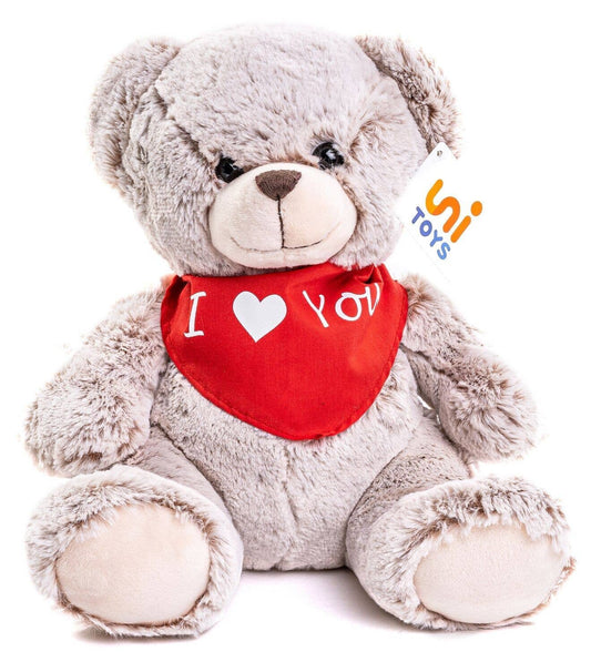 Peluche Ours Teddy (marron clair) avec écharpe I Love You