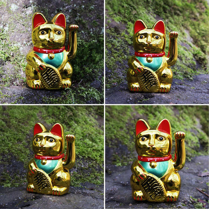Golden solar lucky cat 10.5 cm
