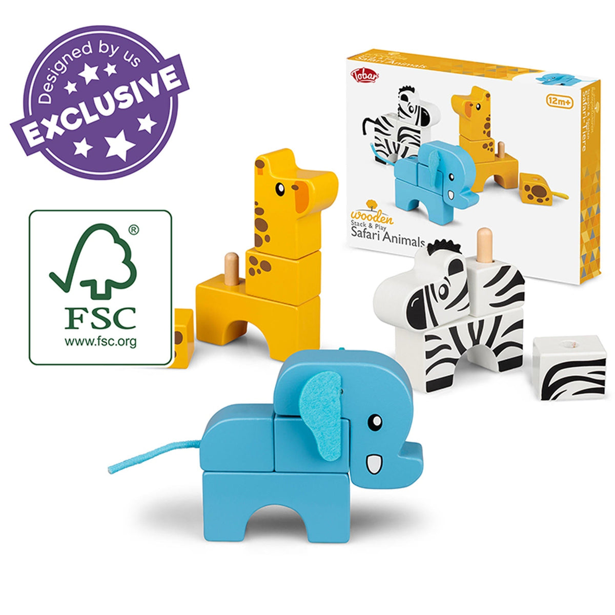 Stack & Play – Animaux Safari en Bois