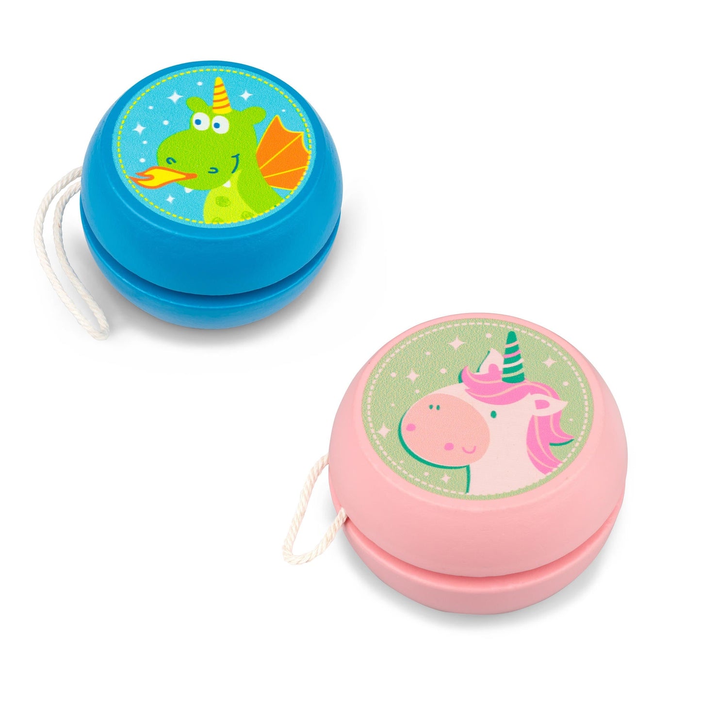 YOYOS EN BOIS LICORNE ET DRAGON - BOÎTE MARRON INTÉRIEURE