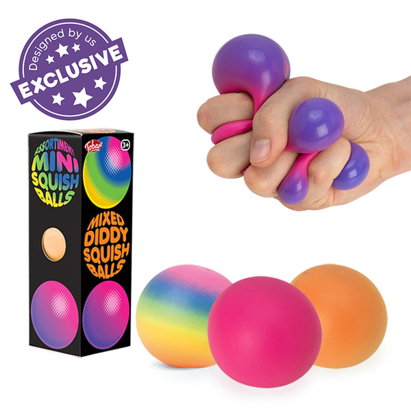 Boules de squish mélangées Scrunchems Diddy - Paquet de 3