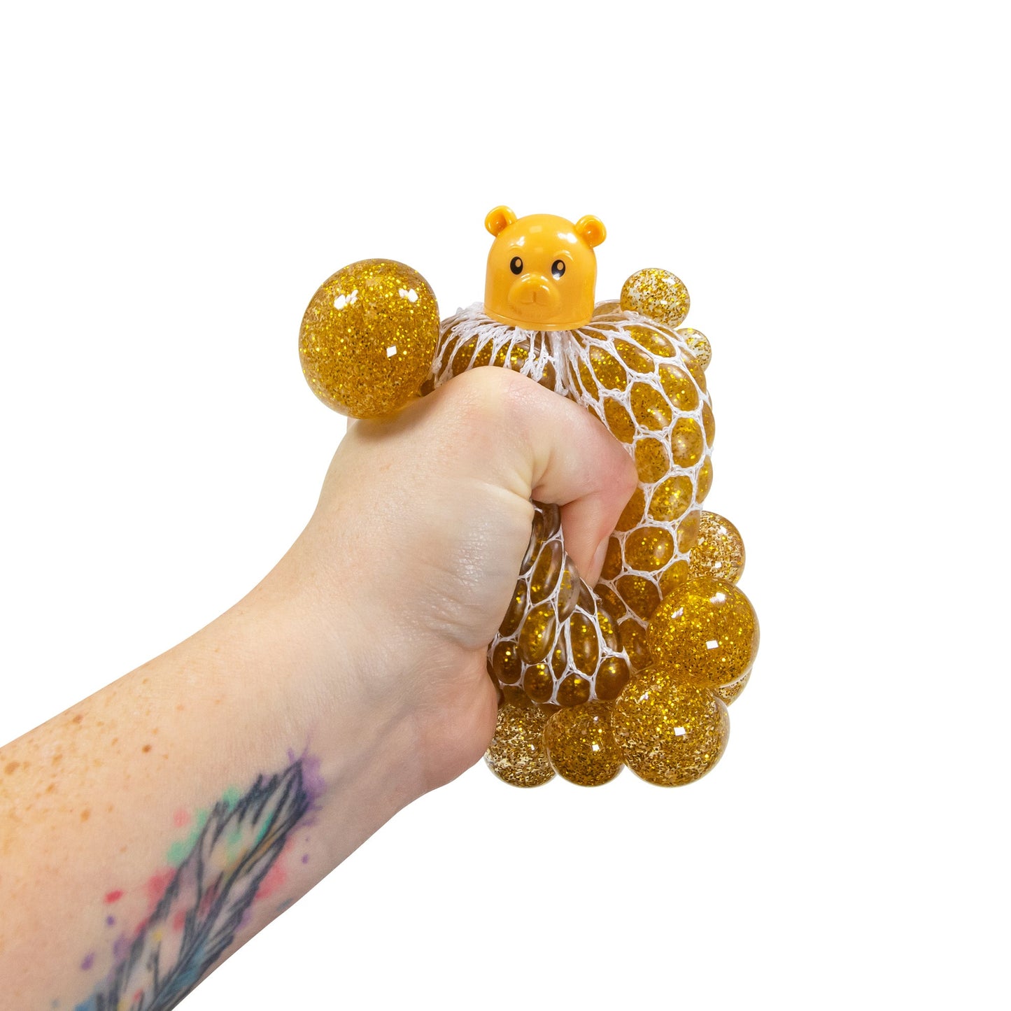 PET EN MAILLE SQUISHY - OURS DORÉ