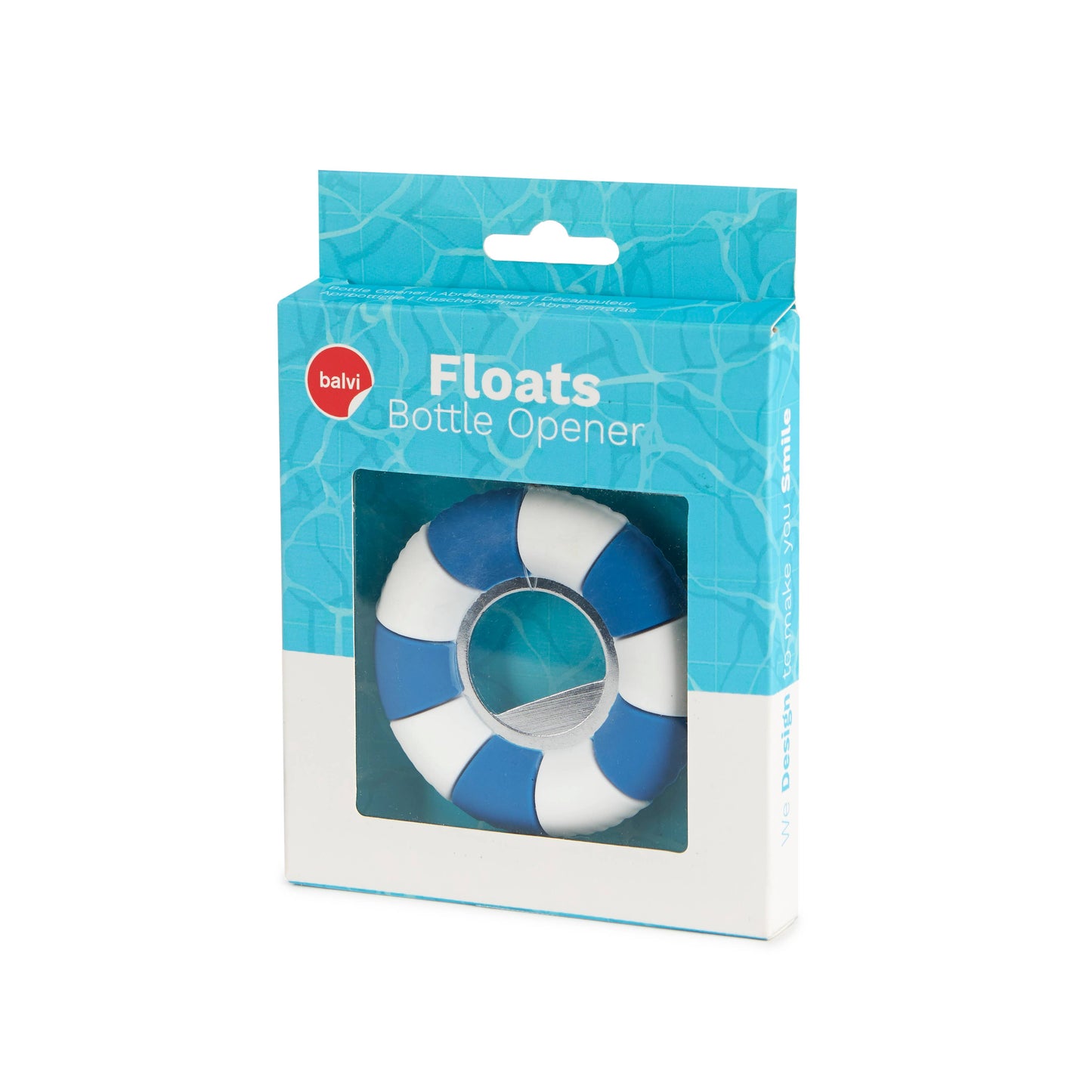 Bottle opener, floats, blue, plastic/metal