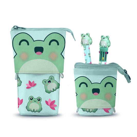 Oh My Pop Froggy schattig etui + 10 kleuren pennen + gelpen
