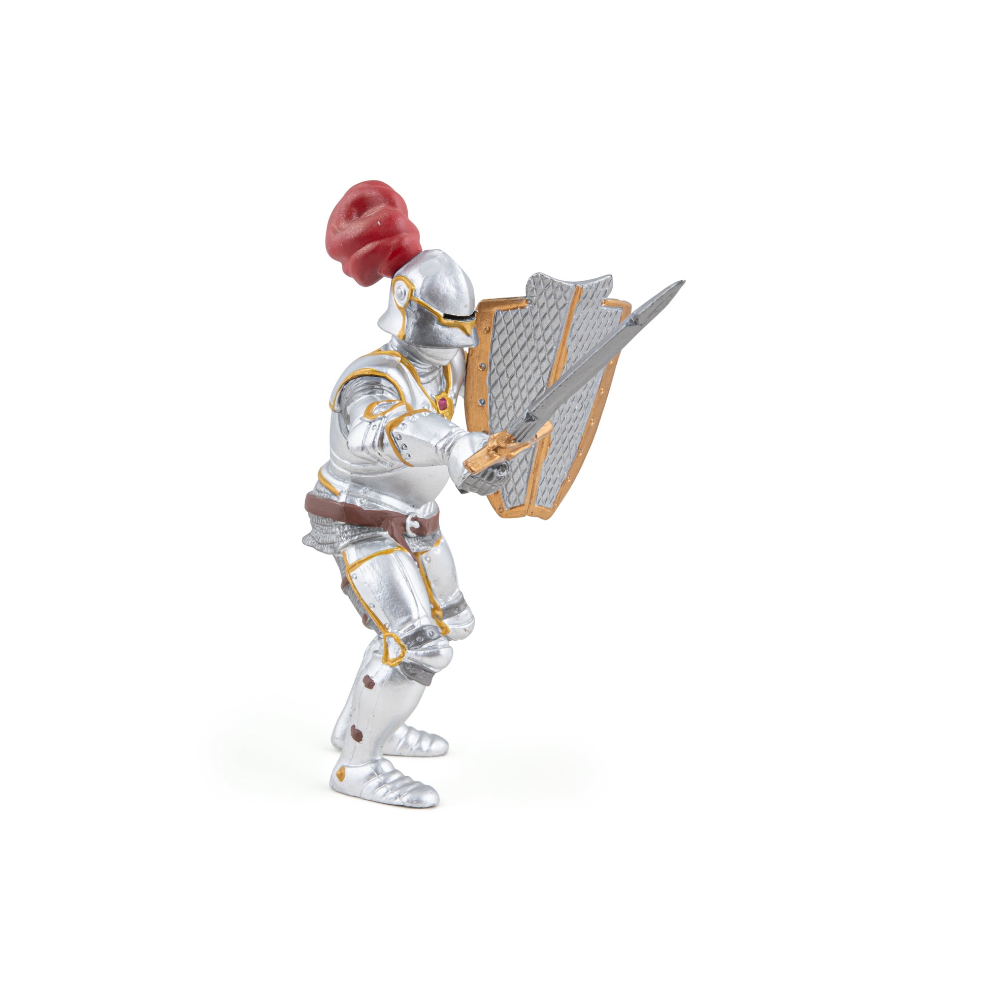 Figurine Chevalier en armure au plumet rouge Papo - personnage médiéval