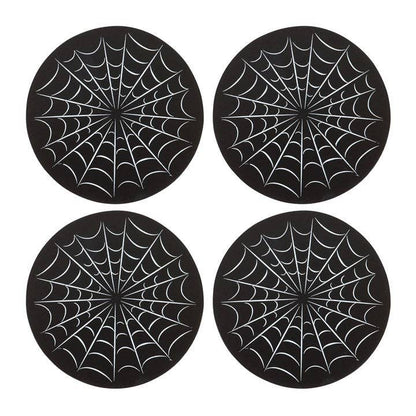 Set de 4 dessous de verre gothiques noirs avec motif toile d’araignée