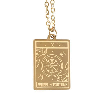 Collier Carte de Tarot Vintage La Roue de la Fortune