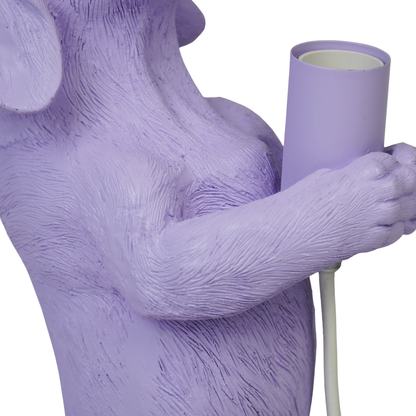Table Lamp - Dachshund Lamp - Polyresin - Lilac - E14 - 10x15x38cm
