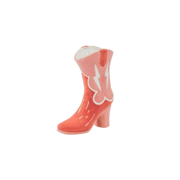 Bloemenvaas - Laarsvormige vaas - Keramiek - Roze/Oranje - 16,5 x 10,5 x 26,5 cm