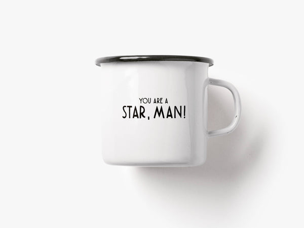 Emaille mok "Jij bent een ster, man!"