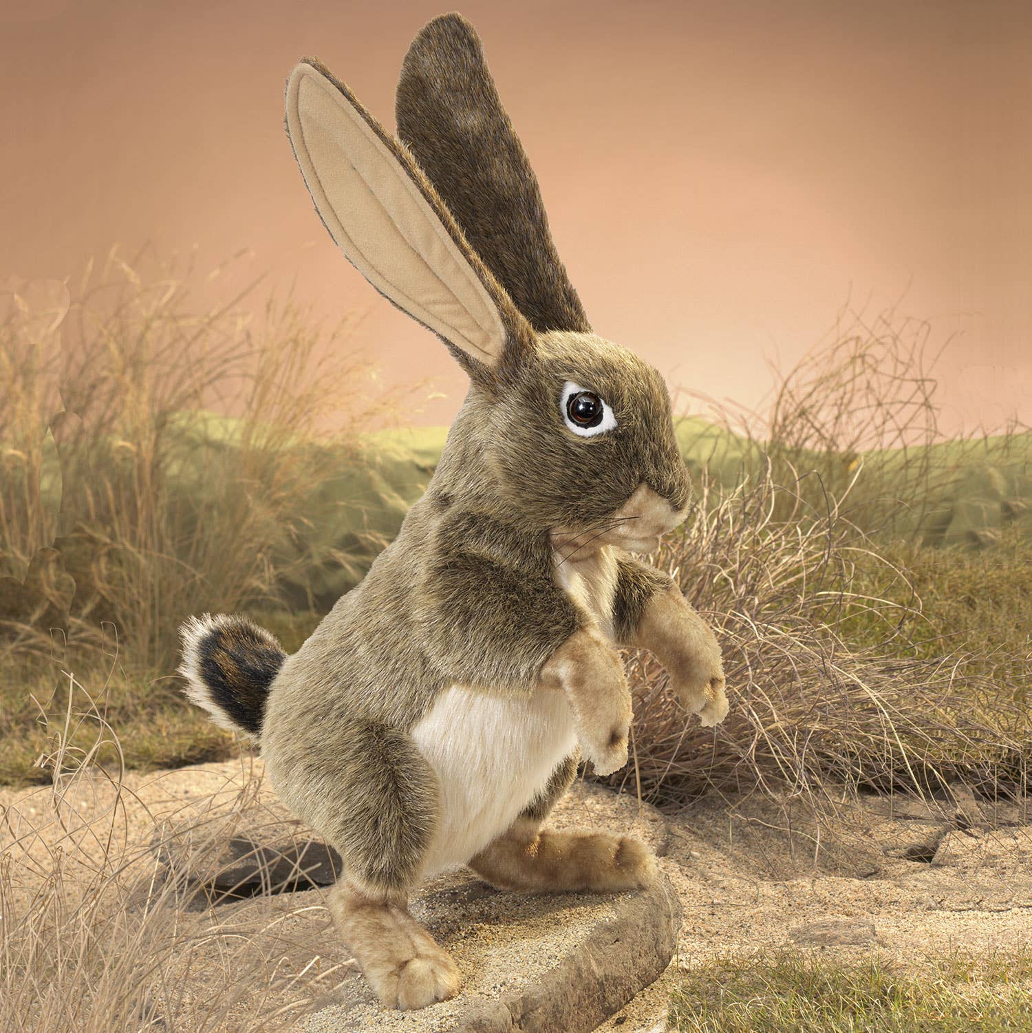 Marionnette à main Liève/Jack Rabbit 3200 Folkmanis réaliste