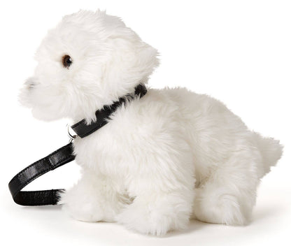 Peluche chien maltais en laisse Uni Toys