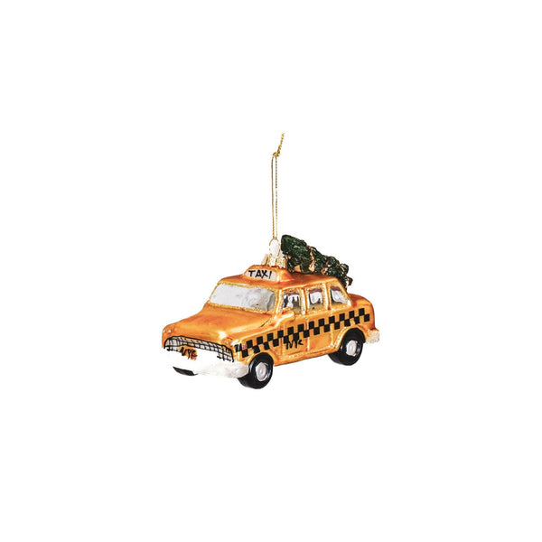 Gele taxi kerstbal