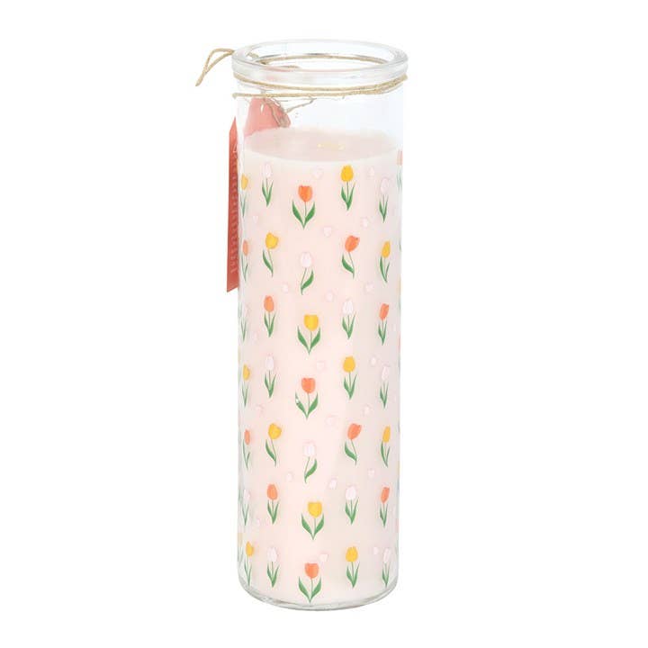 Tulpenförmige Duftkerze, bedruckt mit französischem Tulpenmotiv, Muttertag