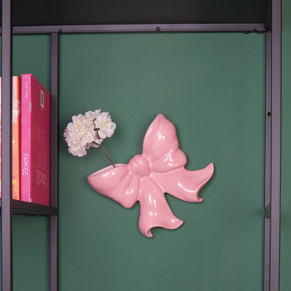 Wandvaas - Boogvormige wandvaas - Keramiek - Roze - 19x18,5x5,5 cm