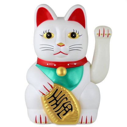 Maneki-neko gelukskat, golvende kat, 25 cm, wit