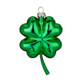 Green Clover Glass Christmas Ornament, 11 cm