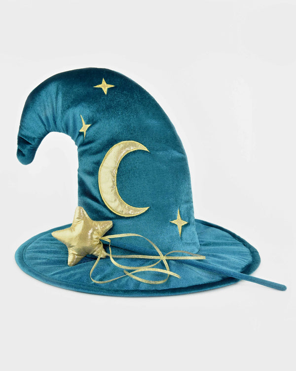 Chapeau de magicien et baguette en velours Deluxe, 2 pièces