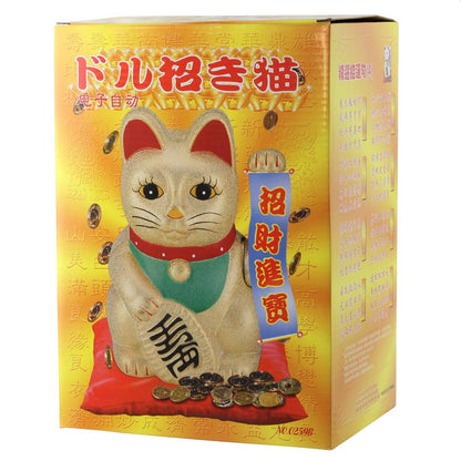 Maneki-neko gelukskat, golvende kat, 25 cm, wit