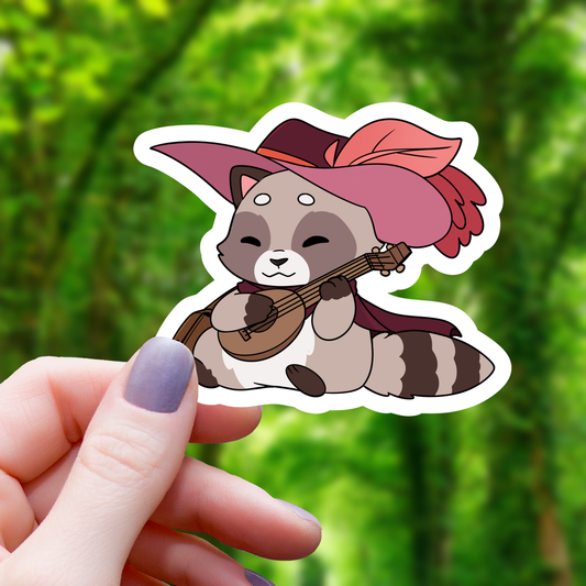 Sticker Raccoon Bard TTRPG