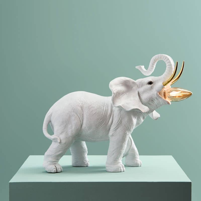 Lampe de table Éléphant Dumbo Blanc/Or