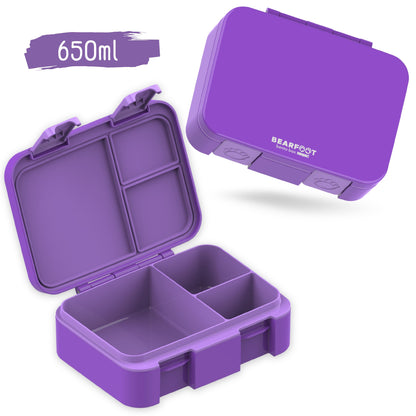 Lunch box with compartments, lightweight & leak-proof - purple