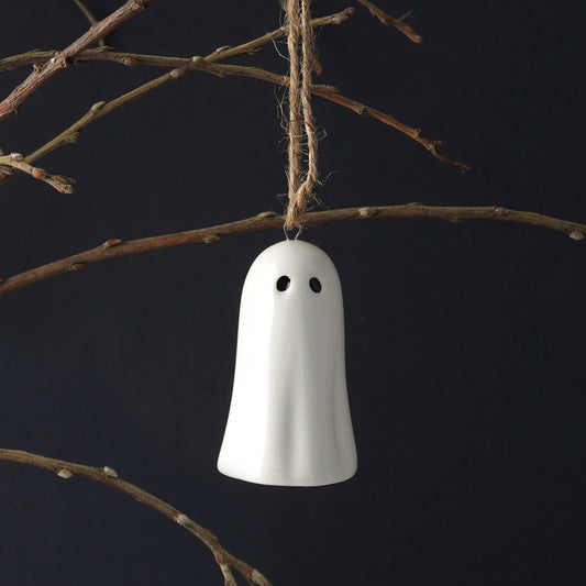 Hanging Ghost Decoration | White Ceramic