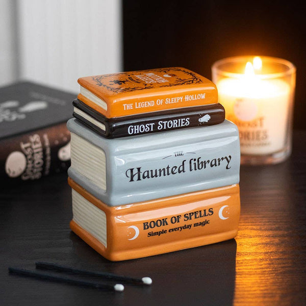 Haunted Library Books Stack Oil and Wax Melt Burner