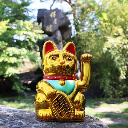 Maneki-neko gelukskat, 18 cm, goud