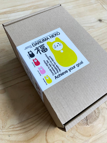 Yellow Daruma Cat "Good Fortune"