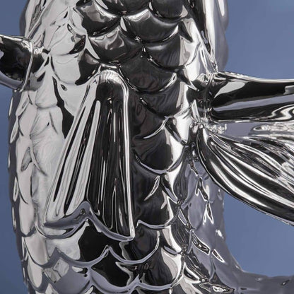 Sculpture/Vase Poisson Blubb, grès argenté