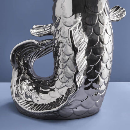 Sculpture/Vase Poisson Blubb, grès argenté