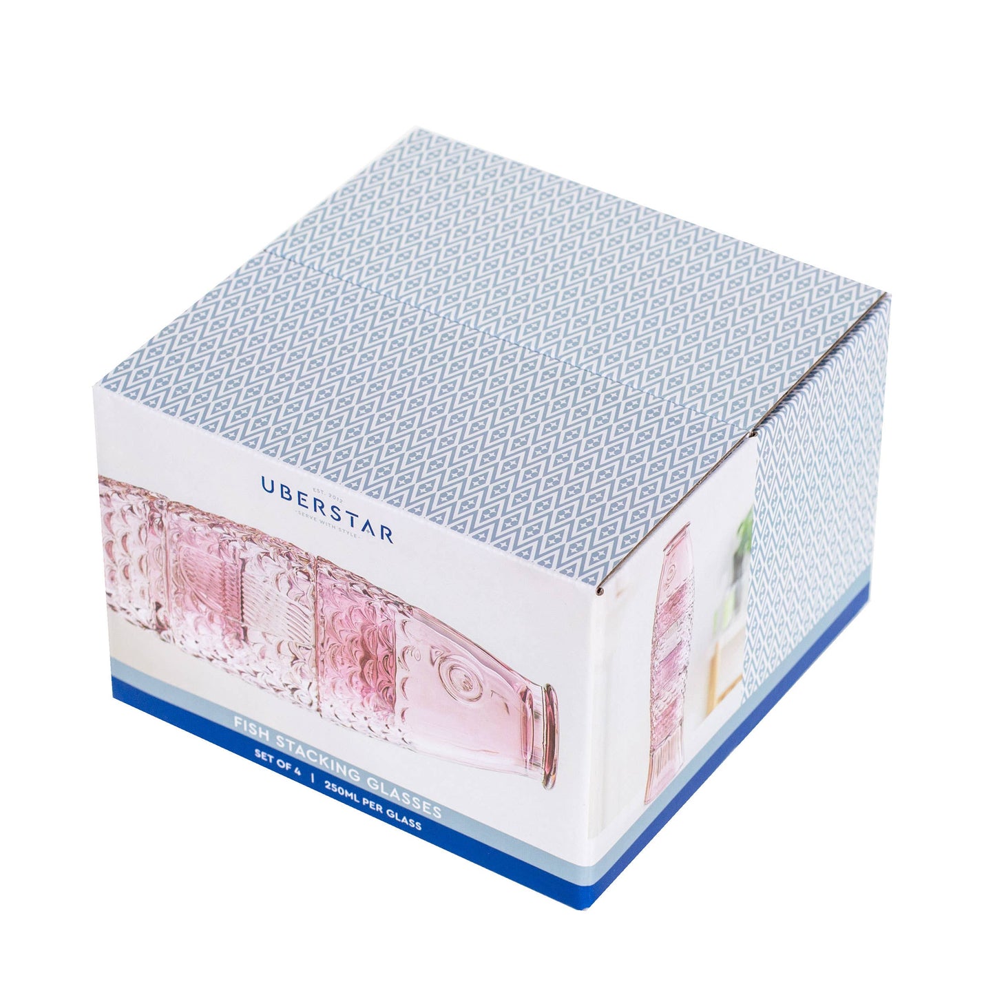 Stapelbare drinkglazen in de vorm van een vis - Set van 4 roze