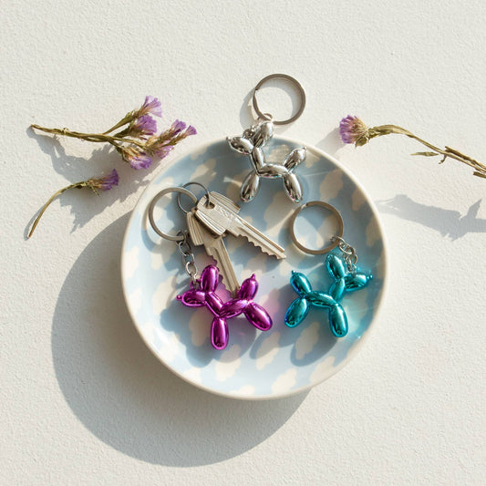 Blue Balloon Dog Keychain