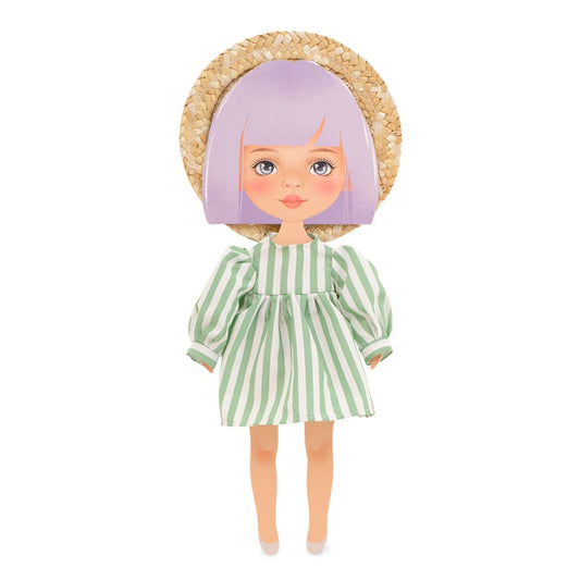 Kledingset: gestreepte jurk van 28 cm