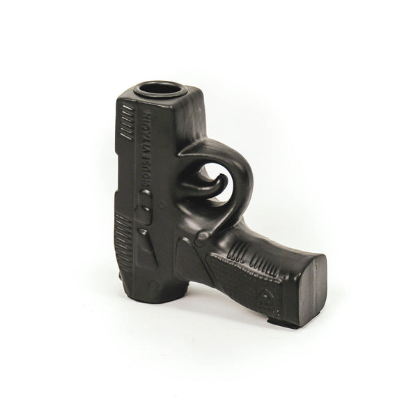 Bougeoir - Pistolet - Céramique - Noir - 12x5x12cm