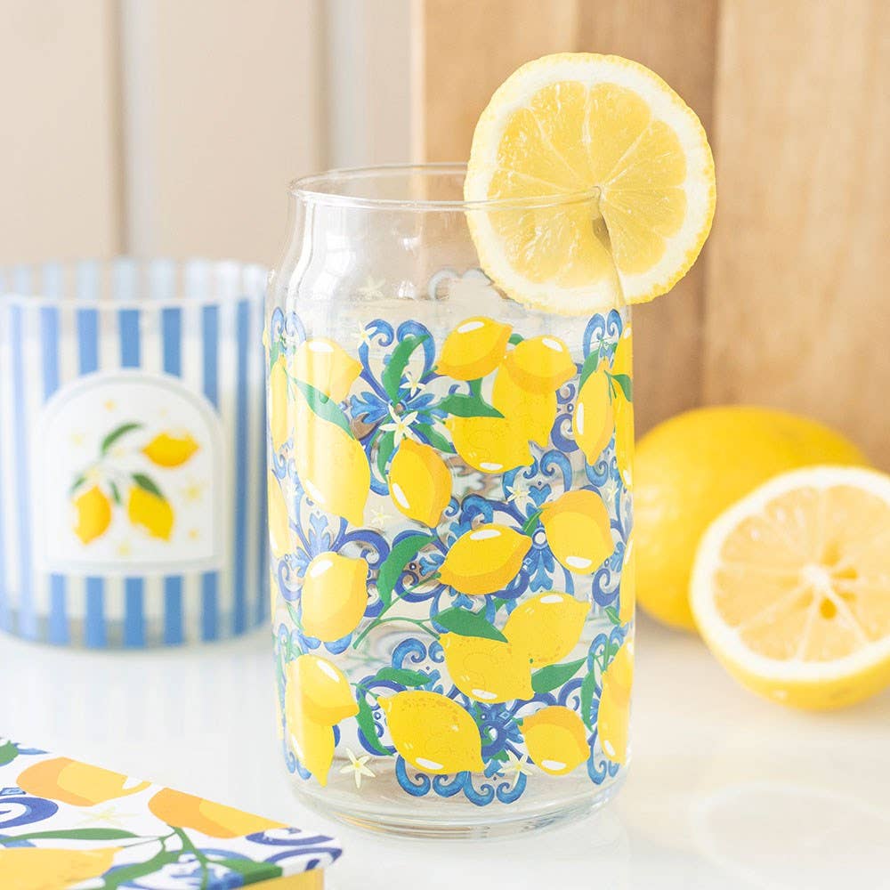 Can-Shaped Glass with Lemon Print