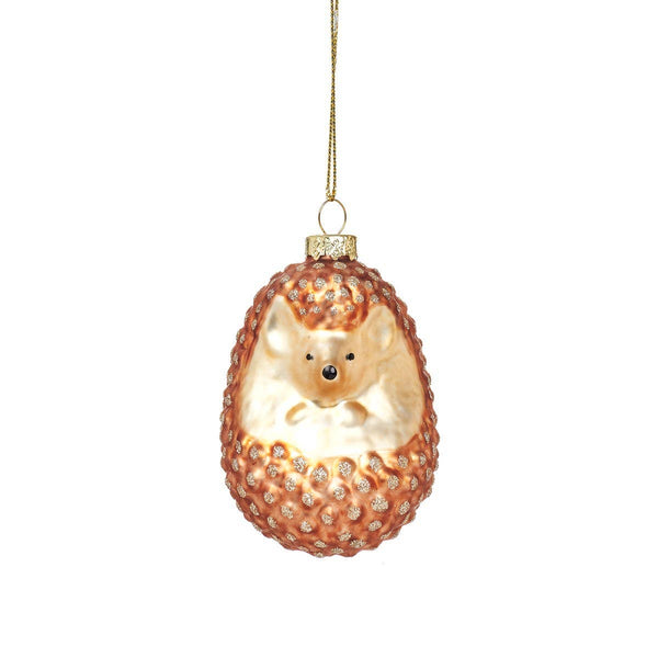 Kerstbal met bos-egelmotief