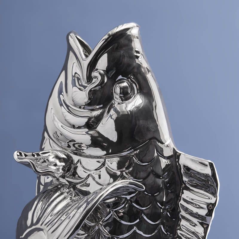 Sculpture/Vase Poisson Blubb, grès argenté