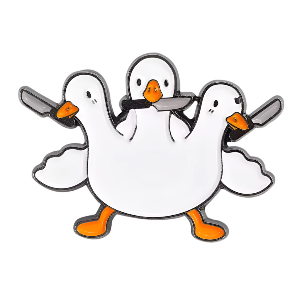 3-Headed White Duck Pin