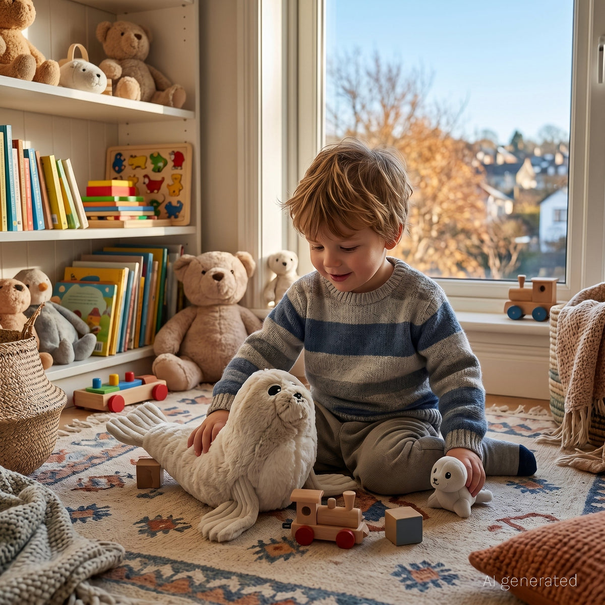 Peluche otarie Ploufou maman et son bébé gris clair – Les Ptipotos