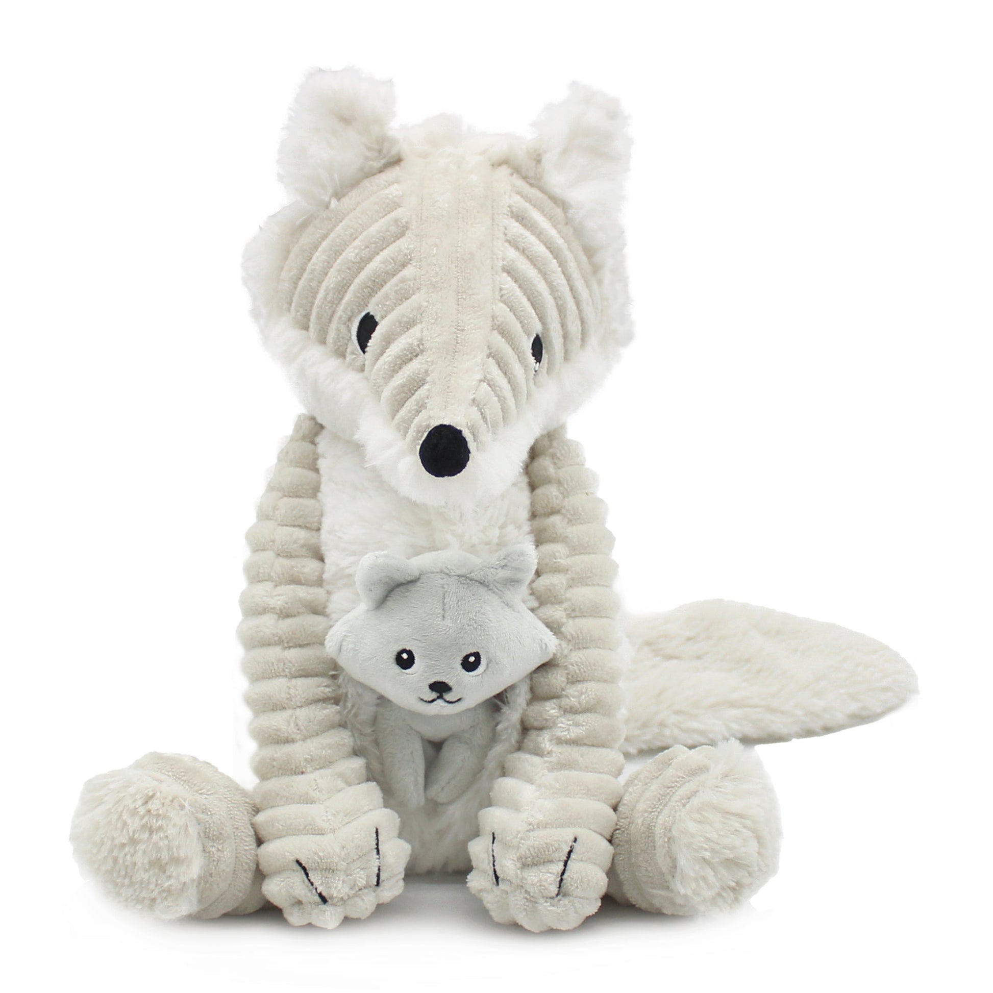Peluche renard arctique Frimou maman et son bébé gris clair – Les Ptipotos – vue 8