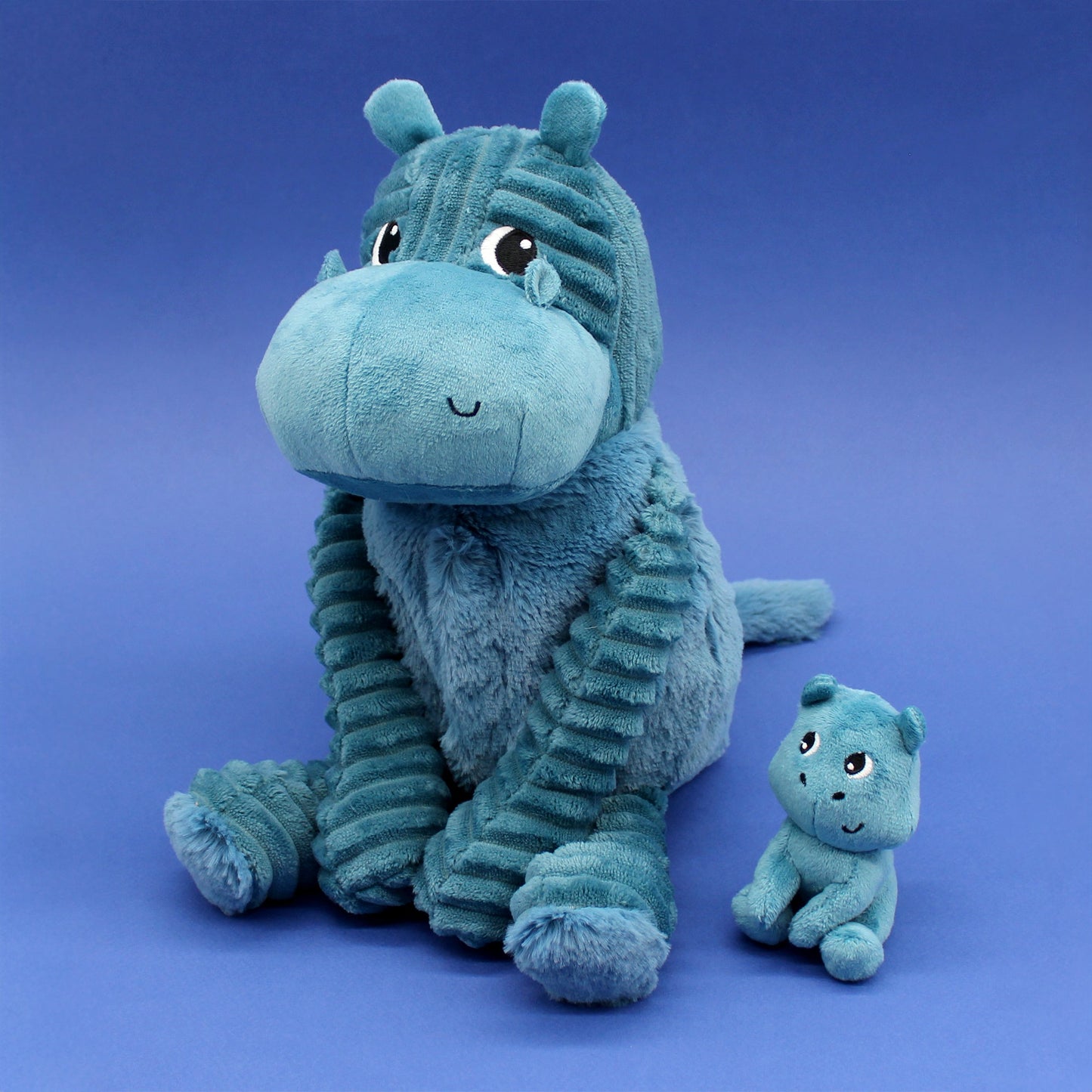 Peluche hippopotame Bibou maman et son bébé bleu – Les Ptipotos – vue 8
