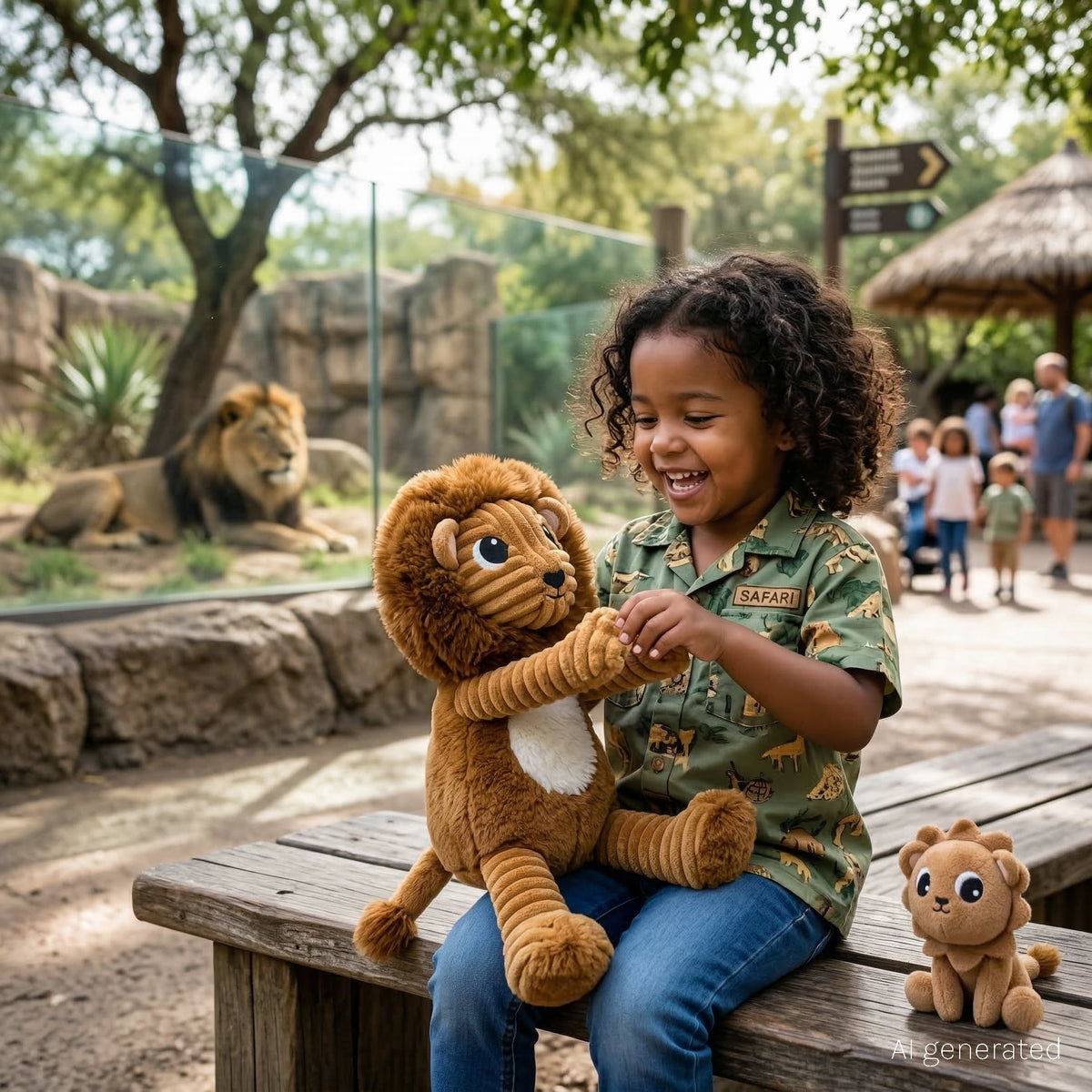 Peluche lion Graou papa et son bébé marron cassonade – Les Ptipotos