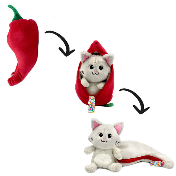 Peluche réversible Spicet le chat/piment – Flipetz