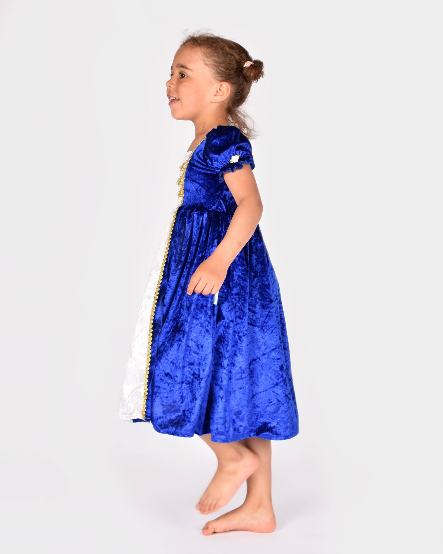 Robe de princesse bleue en velours 110-116 cl 4-6 ans