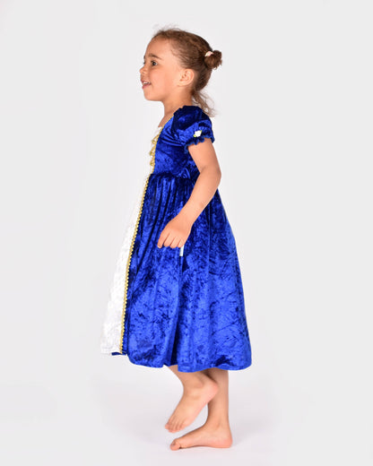 Robe de princesse bleue en velours 110-116 cl 4-6 ans