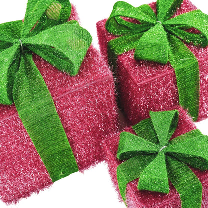 LED-kerstcadeau - S3 - Polystyreen - Roze/Groen - 15/20/25 cm