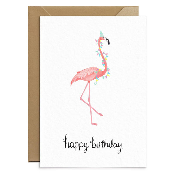 Roze Flamingo Verjaardagskaart