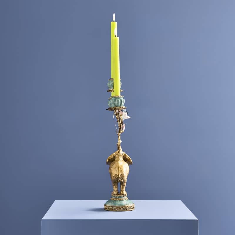 Gouden olifantenkroonluchter, poly/metaal, 28 x 11 x 46,5 cm